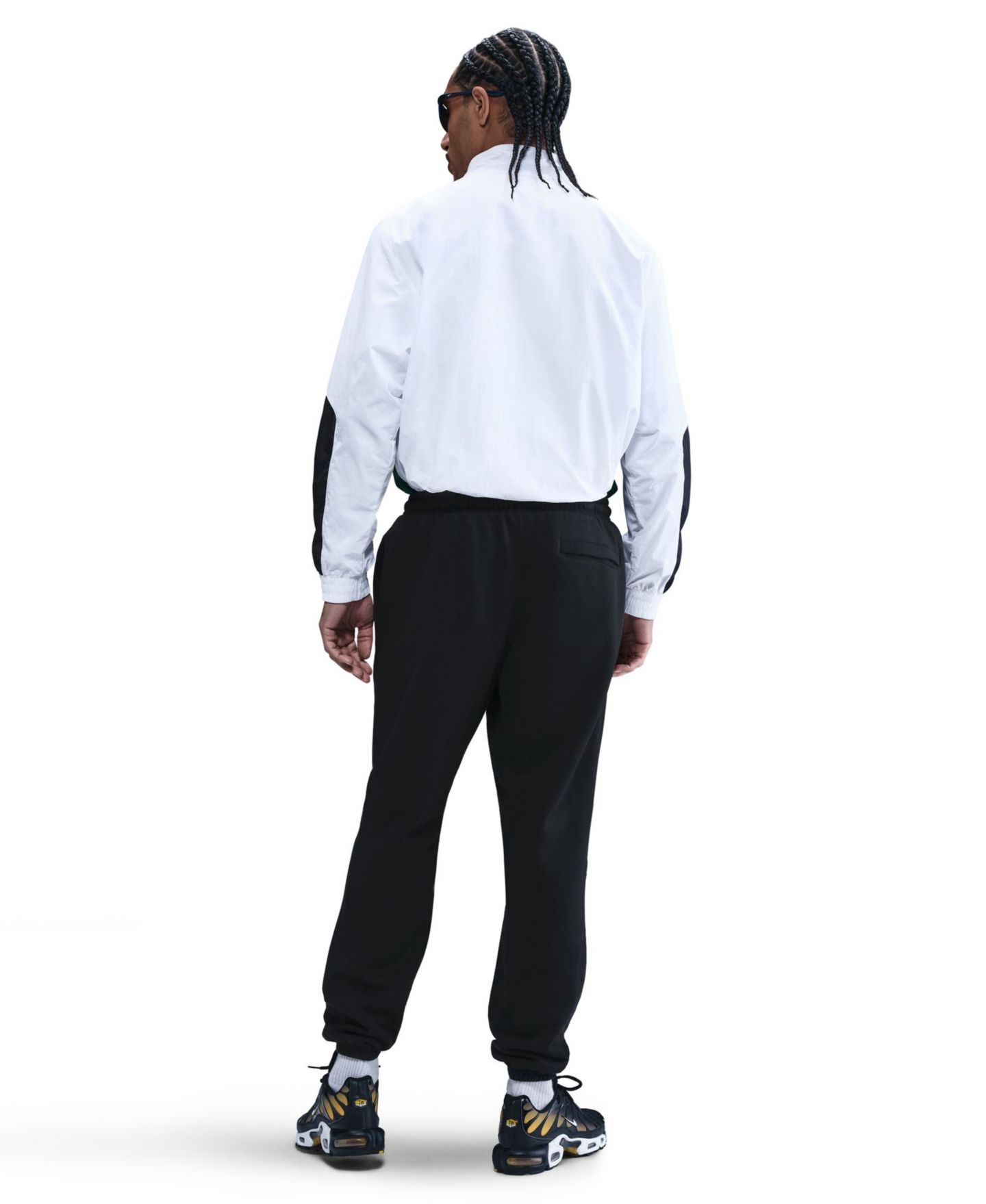 Мужские брюки Nike Cuffed Brushed Fleece Logo Sweatpants, цвет: Чёрный / Белый — фото 4