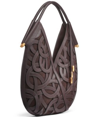 Baldwin Woven Leather Floral Shoulder Bag