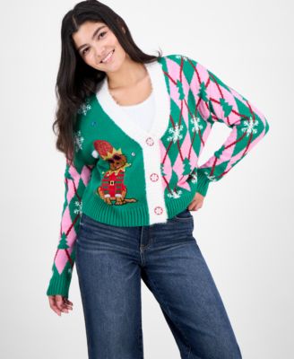Hooked Up by IOT - Juniors' Holiday Dog Cardigan