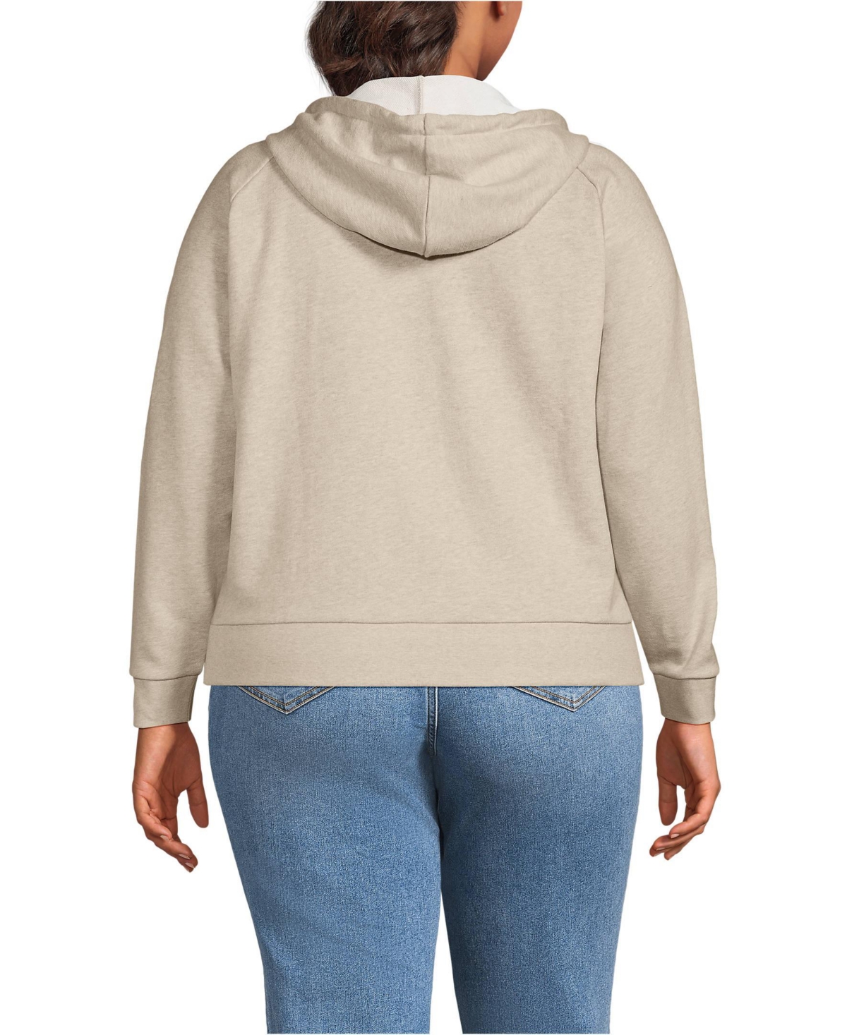 Lands' End Women's Plus Serious Sweats Relaxed Long Sleeve Full Zip Hoodie Sweatshirt