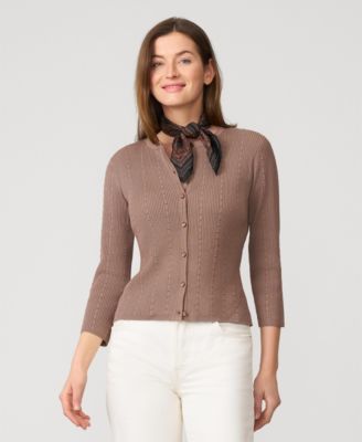 Women's Textured Rib Crewneck Cardigan