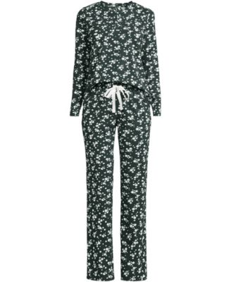 Women's Petite Knit 2 Piece Pajama Set - Long Sleeve Top and Pants