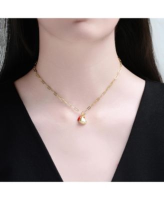 14K Gold Plated with Link Chain Hearts Necklace