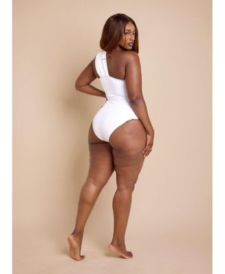Plus Size Assymetrical Cut Out Swimsuit