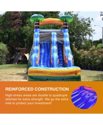 15  Cali Palms Commercial Grade Water Slide with Detachable Deep Pool for Kids and Adults (with Blower), Outdoor Indoor, Wet Dry Use, Tall Waterslide Inflatable