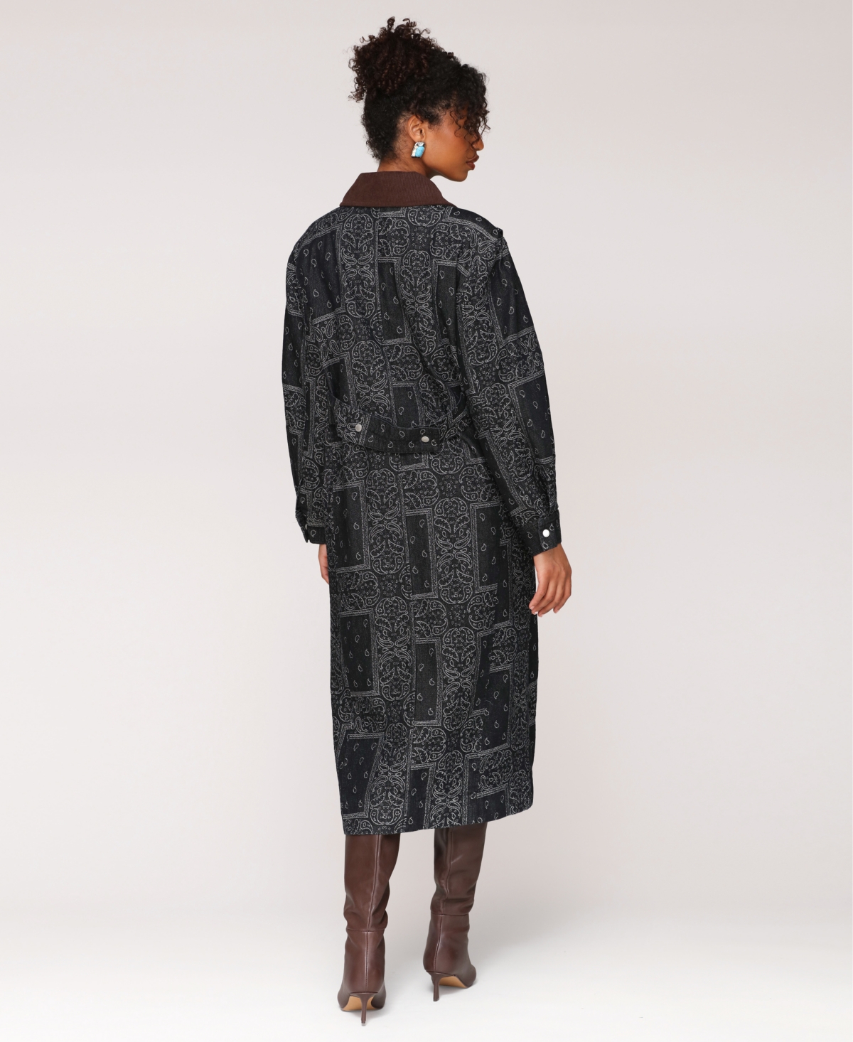 Avec Les Filles Patchwork Asymmetric Utility Coat In Black
