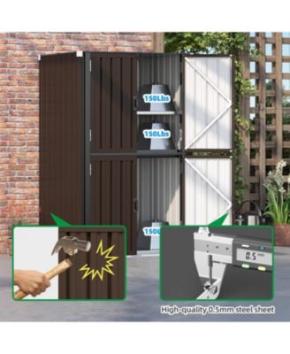 Outdoor Storage Cabinet Waterproof with Shelves, Vertical Tall Sheds Cabinet