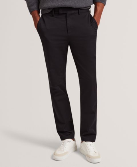 Мужские брюки Ted Baker Howeton Slim-Fit Chinos, цвет: Чёрный