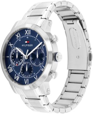 Men's Multifunction Silver Tone Stainless Steel Bracelet Watch, 42mm