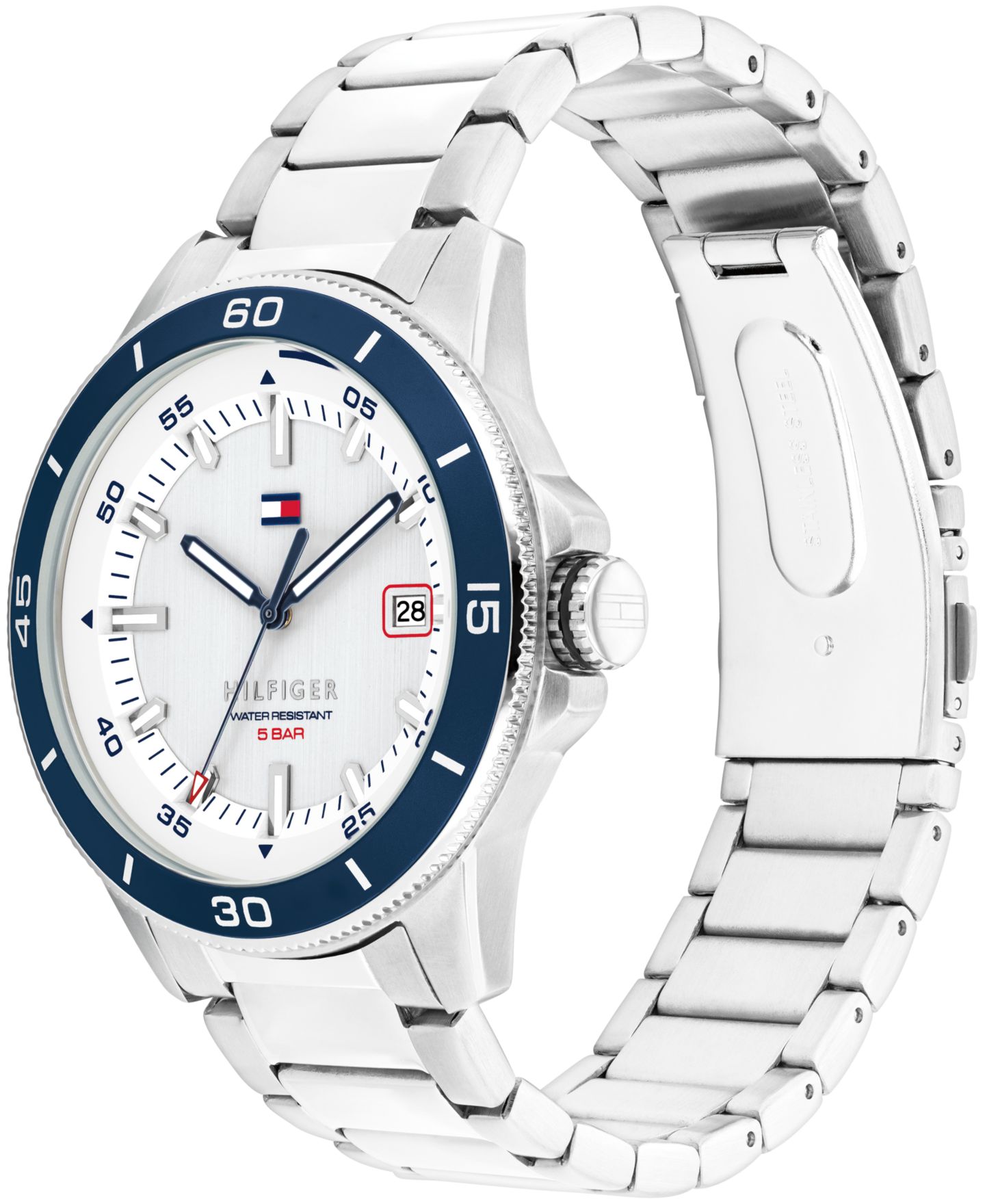 Мужские часы Tommy Hilfiger Quartz Silver Tone Stainless Steel Bracelet Watch, 43mm — фото 2