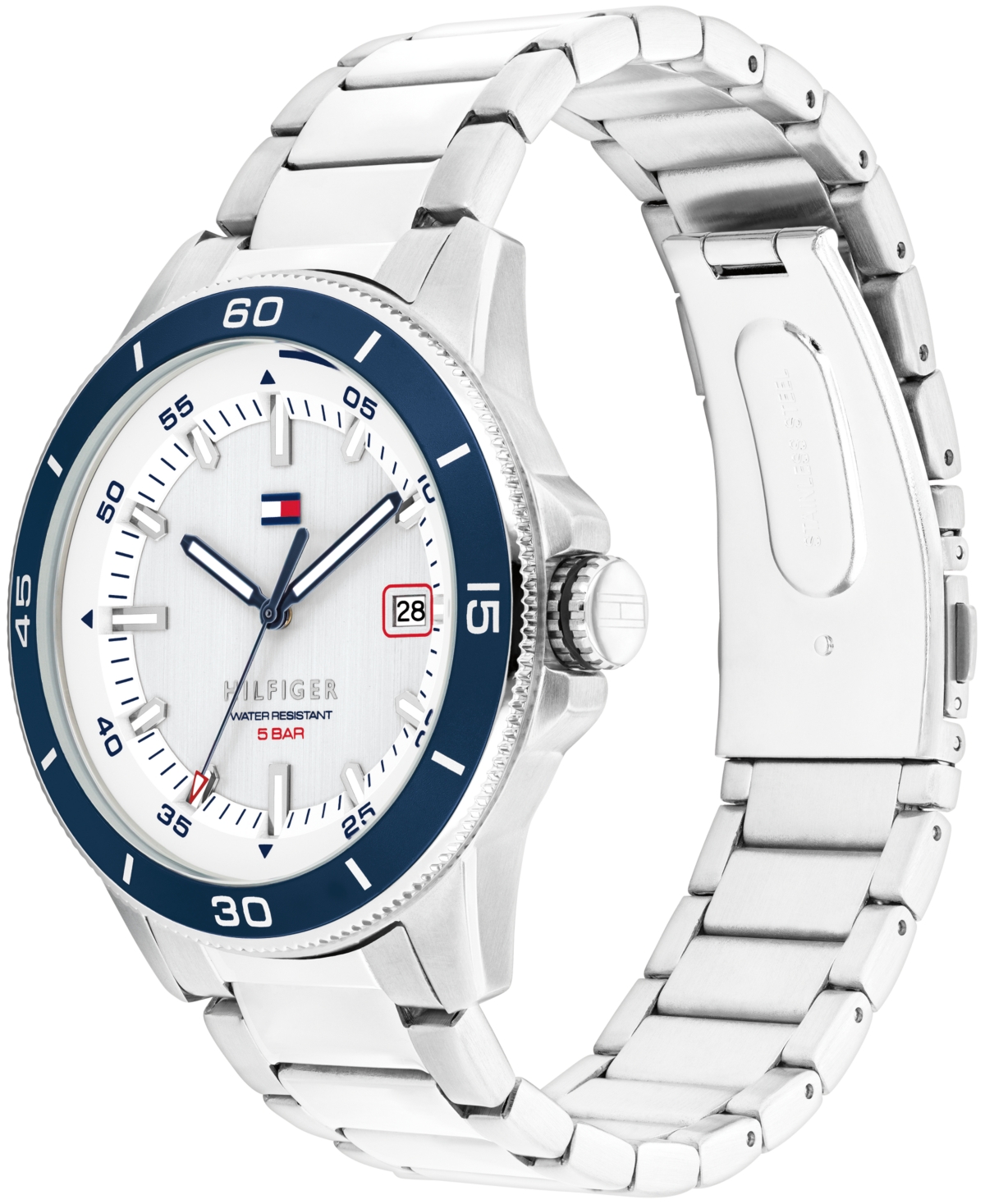 Tommy Hilfiger Men's Quartz Silver Tone Stainless Steel Bracelet Watch, 43mm In Metallic