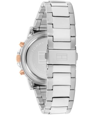 Men's Multifunction Silver Tone Stainless Steel Bracelet Watch, 44mm