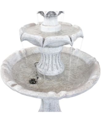 45" H Outdoor Arcade 2-Tier Solar Water Fountain with Battery Backup and LED Light