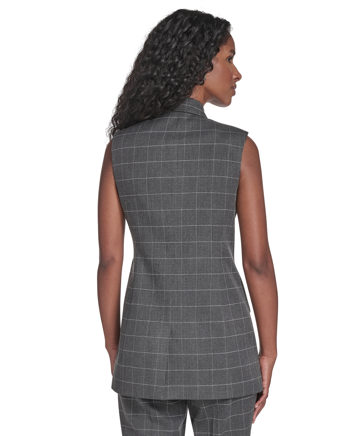 Calvin Klein Women's Windowpane Cuff Vest In Gray
