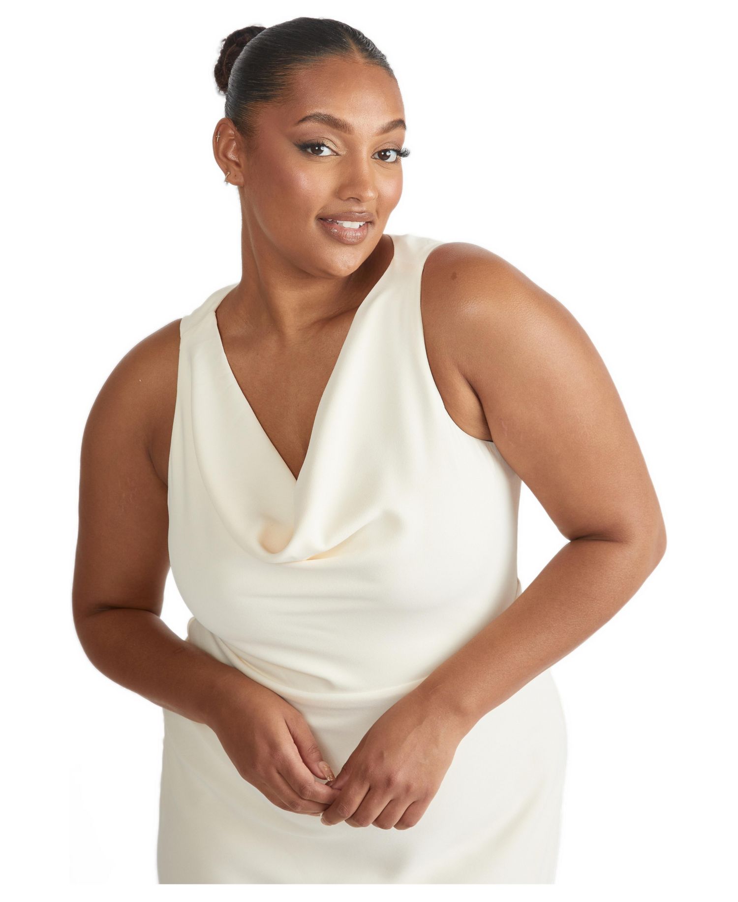 Women's Cowl Front Crepe Bridesmaid Dress
