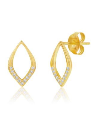 Sterling Silver, Polished & CZ Marquise Necklace & Earrings Set