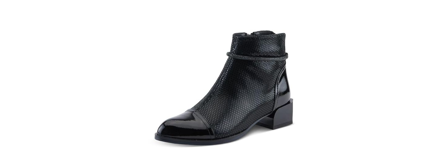 Женские ботинки Azura Shelbi Booties with Buckle Closure Detail, цвет: Чёрный лаковый — фото 1