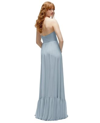 Plus Size Strapless Cat-Eye Corset Maxi Dress with Ruffle Hem A-Line Skirt