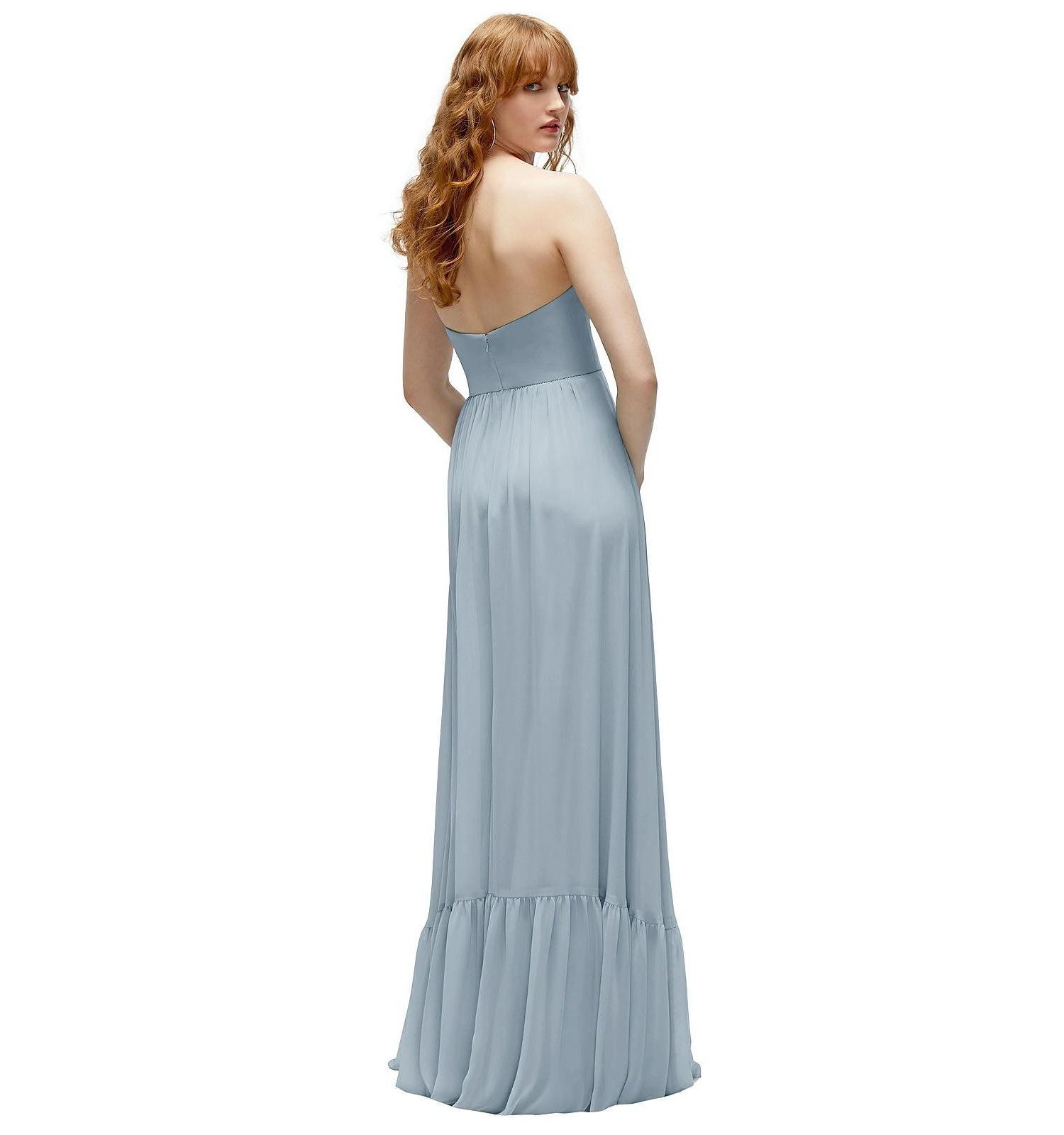 Plus Size Strapless Cat-Eye Corset Maxi Dress with Ruffle Hem A-Line Skirt