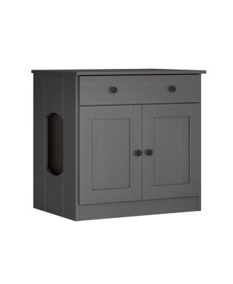 100% Solid Wood Ziva 2-Door Cat Litter Box Enclosure