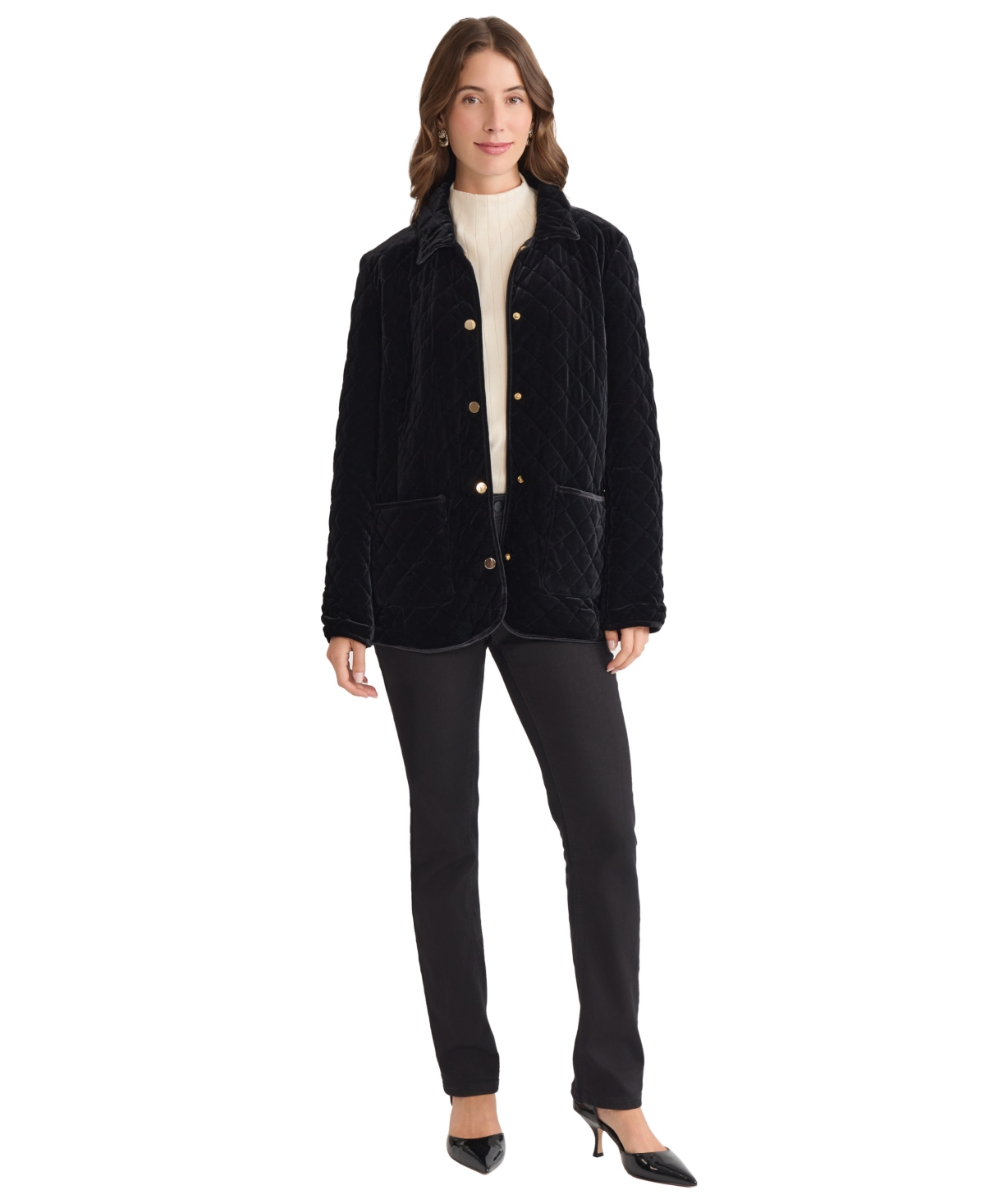 Jones New York Petite Long Sleeve Quilted Jacket