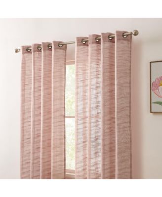 Madison Faux Linen Textured Semi Sheer Privacy Sun Light Filtering Transparent Window Grommet Long Thick Curtains Panels, Set of 2