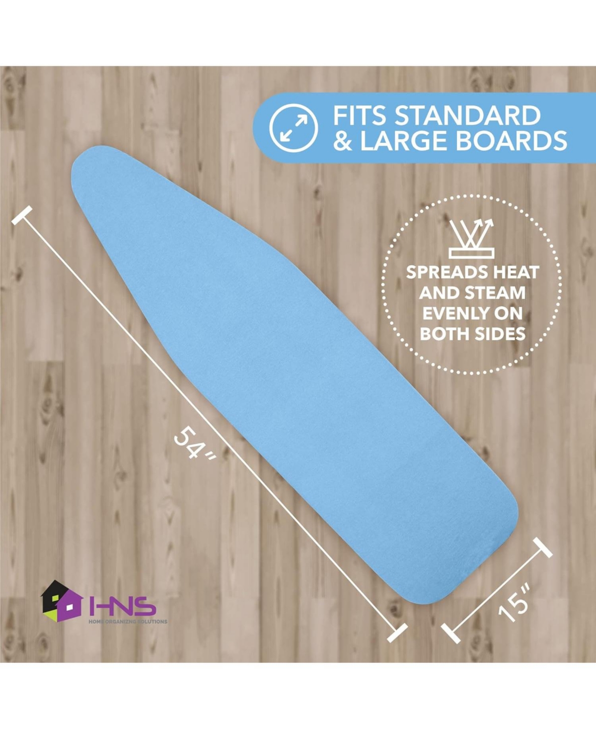 Florida Brands Ironing Board Cover and Pad - 15" x 54" Large Fits All Standard Sizes Heat Reflective Iron