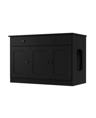 100% Solid Wood Ziva 3-Door Cat Litter Box Enclosure