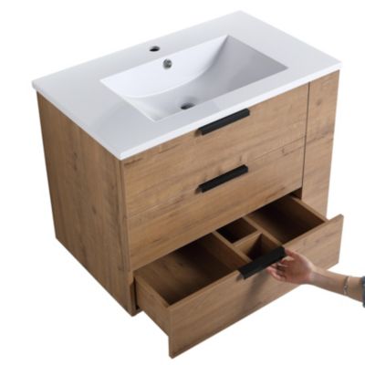 Space-Saving Bathroom Vanity with Self-Closing Drawers