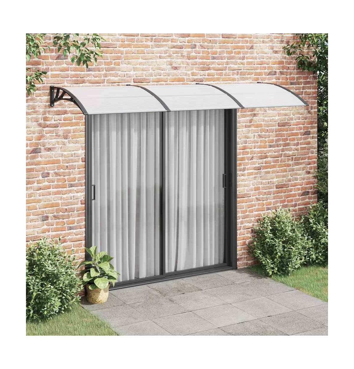 vidaXL Door Canopy Black and Transparent 118.1"x29.5" Polycarbonate