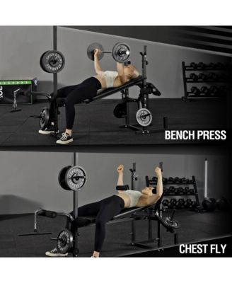 8 in 1 Olympic Weight Bench Set with Leg Extension and Leg Curl, Multi-Function Bench Press Set with Preacher Curl Pad and Chest Fly, Full-Body Strength Training Equipment