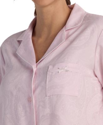 Women's 2-Piece Notch Collar Top and Pull-On Pants Pajama Set