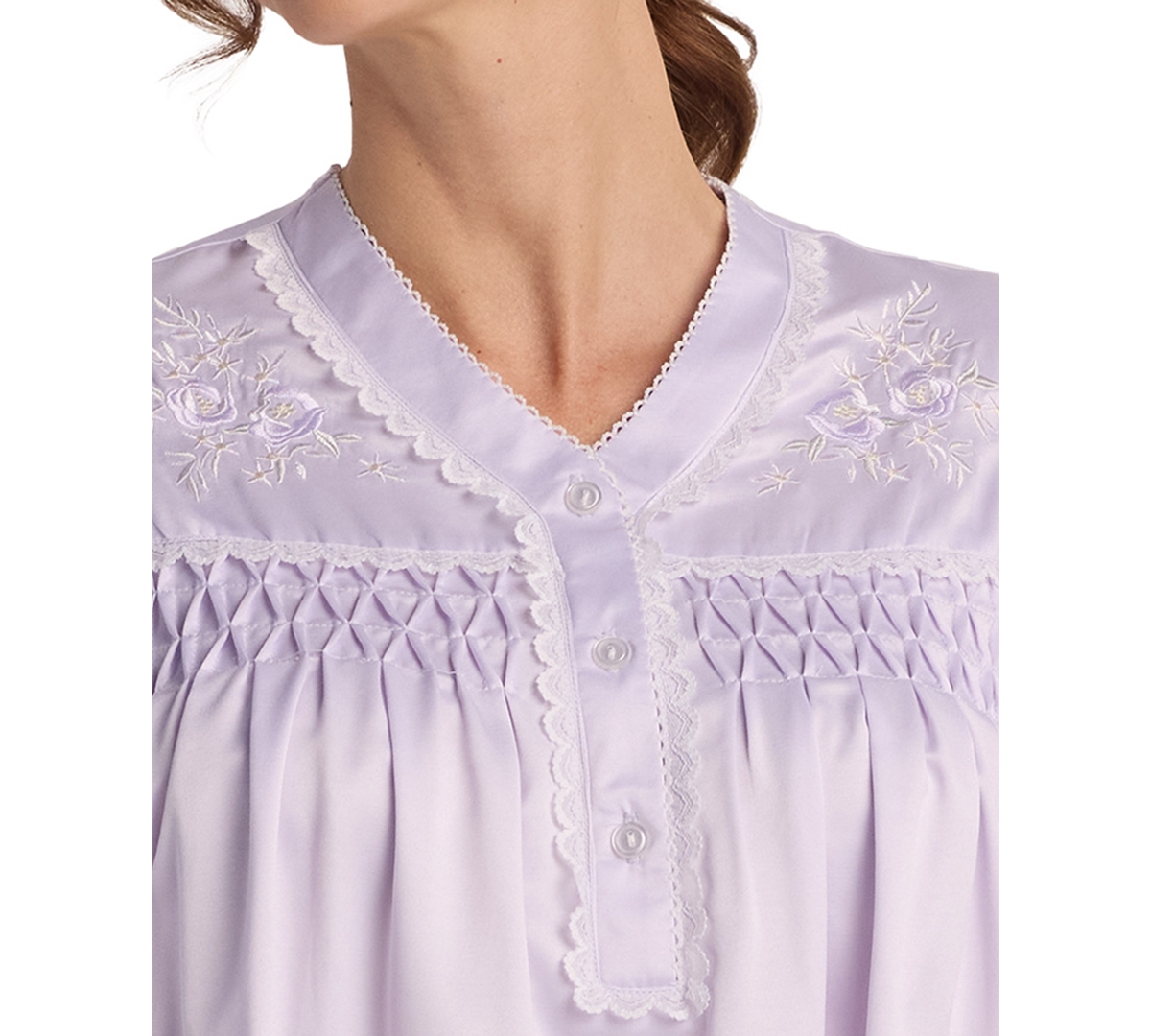 Miss Elaine Petite Long Sleeve Sleepwear Gown In Purple