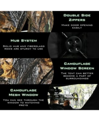 3 Person Portable Pop-Up Ground Tent with Gun Ports and Carrying Bag