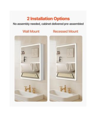 Bathroom Lighted Medicine Cabinet with Dual Side Mirrors