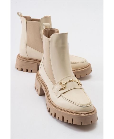 Женские ботинки Prologue Shoes Vesper Buckled Chelsea, цвет: Бежевая искусственная кожа