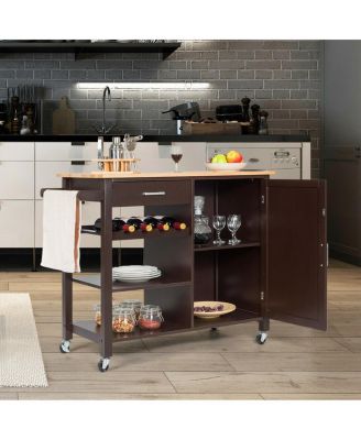 4-Tier Wood Kitchen Island Trolley Cart Storage Cabinet