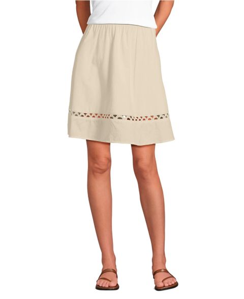 Женская юбка Lands' End Voile Ladder Trim Above the Knee, цвет: Dried Bamboo