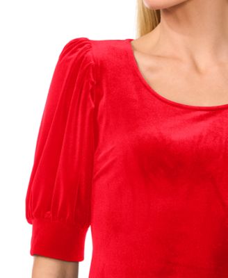 Women's Crew Neck Short Sleeve Velvet Top