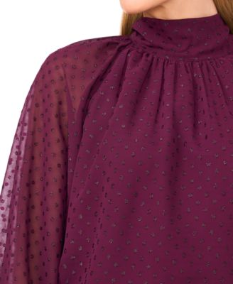 Women's Long-Sleeve Bow Neck Raglan Blouse