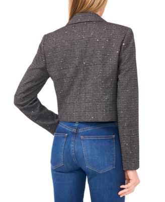 Women's Cropped Long Sleeve Lapel Bow Blazer