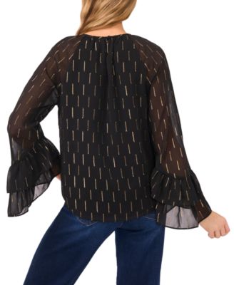 Women's Ruffled Tiered Flowy Long-Sleeve Top