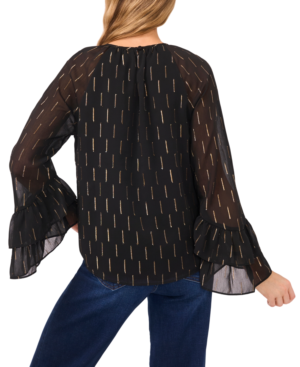 CeCe Women's Ruffled Tiered Flowy Long-Sleeve Top