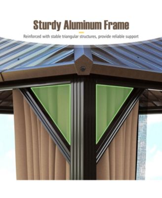 10 x 10 FT Hardtop Gazebo with Netting Heavy-Duty Double-Roof Galvanized Metal Top