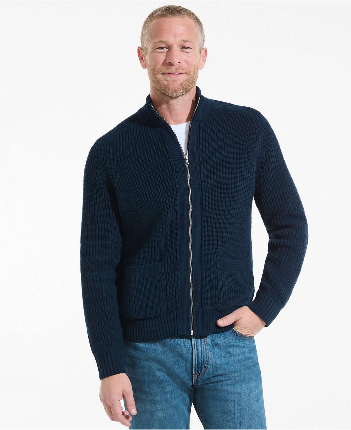 Мужской свитер-кардиган Drifter с длинным рукавом и полной застежкой-молнией