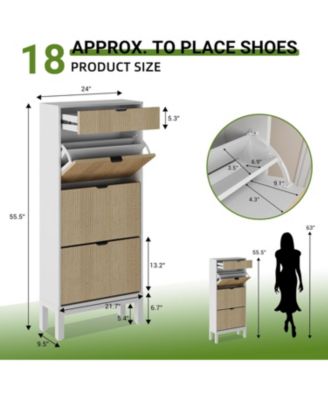 Shoe Storage Cabinet with 3 Flip Drawers and 1 Drawer, Entryway Shoe Organizer with Adjustable Shelves and Metal Legs, Space-Saving Narrow Rack Cabinet for Entryway, Hallway, Front Door