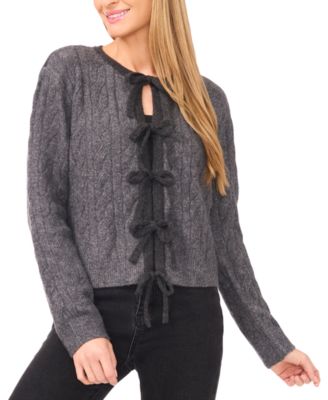 CeCe - Women's Tie-Front Cardigan Long Sleeves Sweater