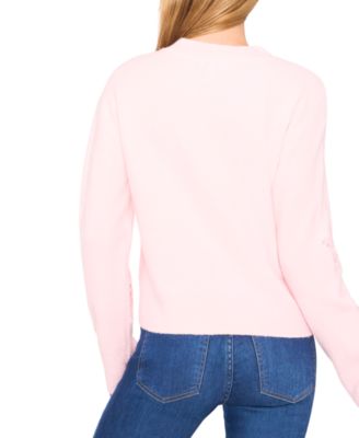 Women's Crewneck Lace Bow Long-Sleeve Sweater