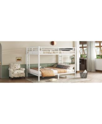 Metal Queen/Queen Bunk Bed Space-Saving White