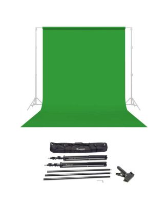 Widetone Seamless Background Paper, 86" wide x 36' Tech Green, #46 - Bundle With Flashpoint 10' Background Support System Air Cushioned,